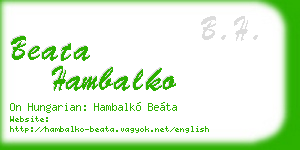 beata hambalko business card