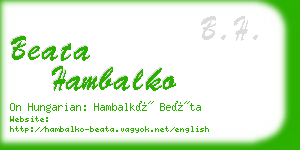 beata hambalko business card